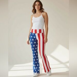 Tipsy Elves Red, White, and Blue Flare Pants